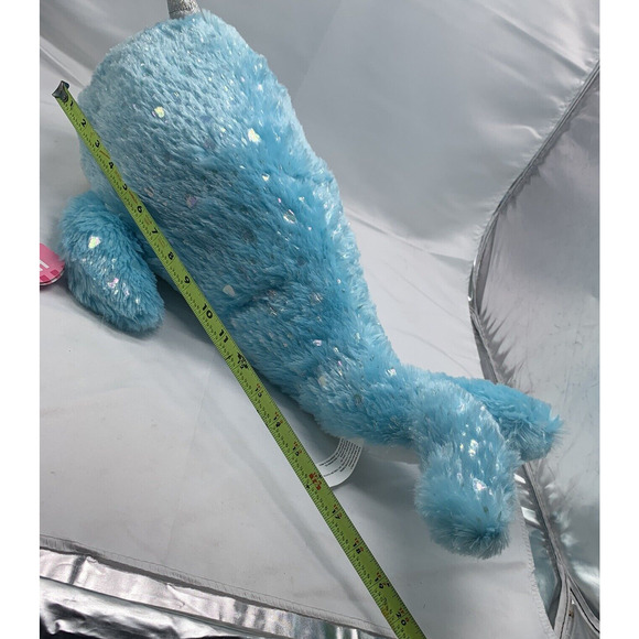 Unicorn Whale Narwhal Plush Stuffed Animal Toy Blue Hug Me Valentines 20" - Picture 11 of 14
